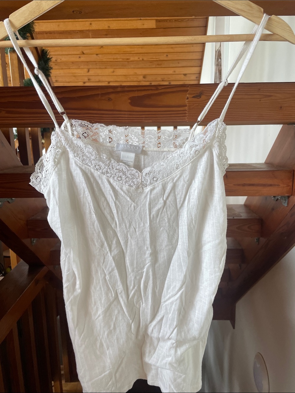 HANRO woolen lace White Lace Trim Spaghetti Strap Camisole size small